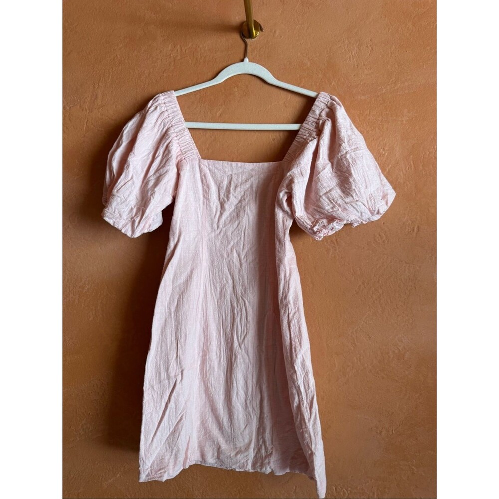 SNDYS Everyday Dress Blush Pink Puff Sleeve Mini Dress S